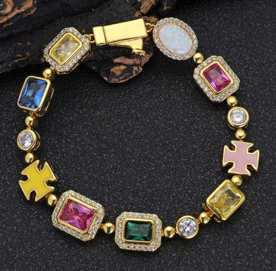 The Iced Edge — Hip-Hop Gemstone Chain (Gold or Titanium)