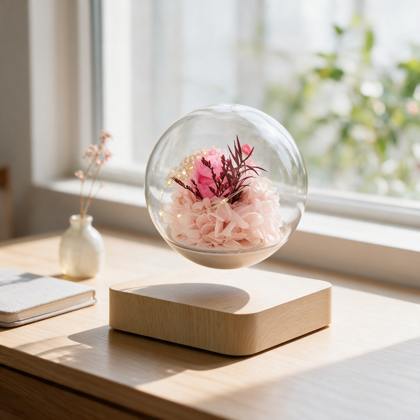 Light Wood Grain Pink - desk daylight