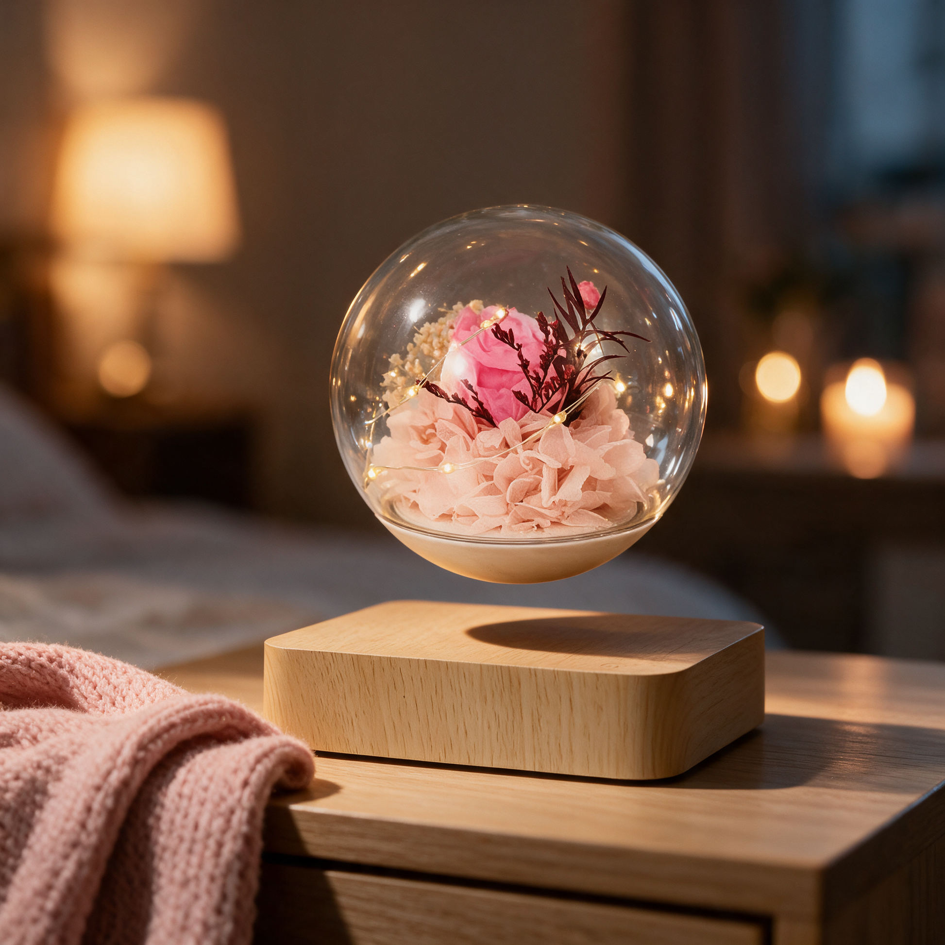 Light Wood Grain Pink - nightstand evening